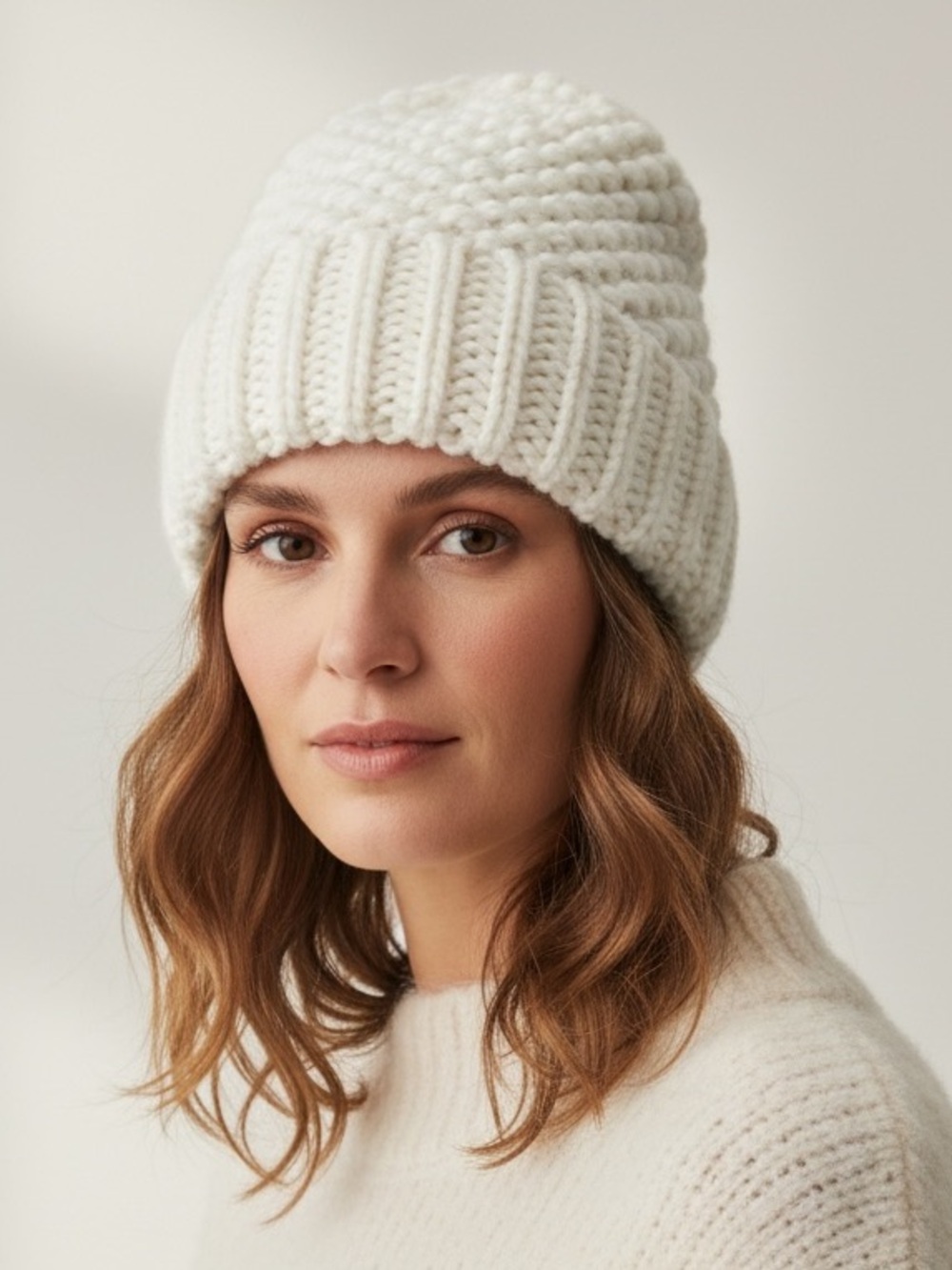 Loopy Mango Large Moss Stitch Merino Wool Beanie